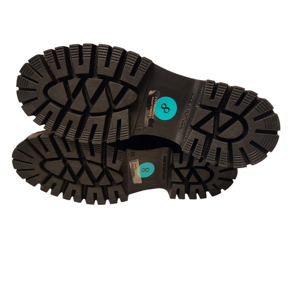 Bootlegger Black Leather & Sherpa Combat Winter Boots Size 8 - Picture 7 of 8